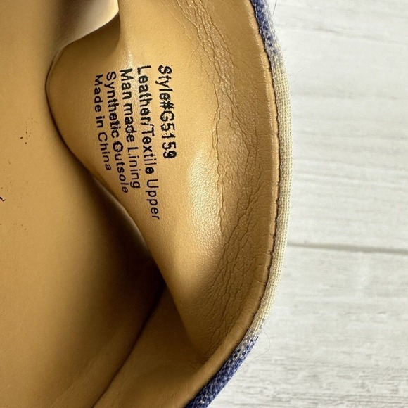 J. Crew Peep Toe Flats Slip On Sandals Women Size‎ 9 Ikat Print Blue Brown - Picture 9 of 12